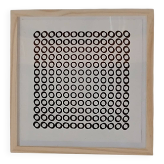 Superb Vasarely "Deep Kinetic" - Light Oak Frame - Ready to hang