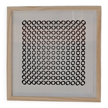 Superb Vasarely "Deep Kinetic" - Light Oak Frame - Ready to hang