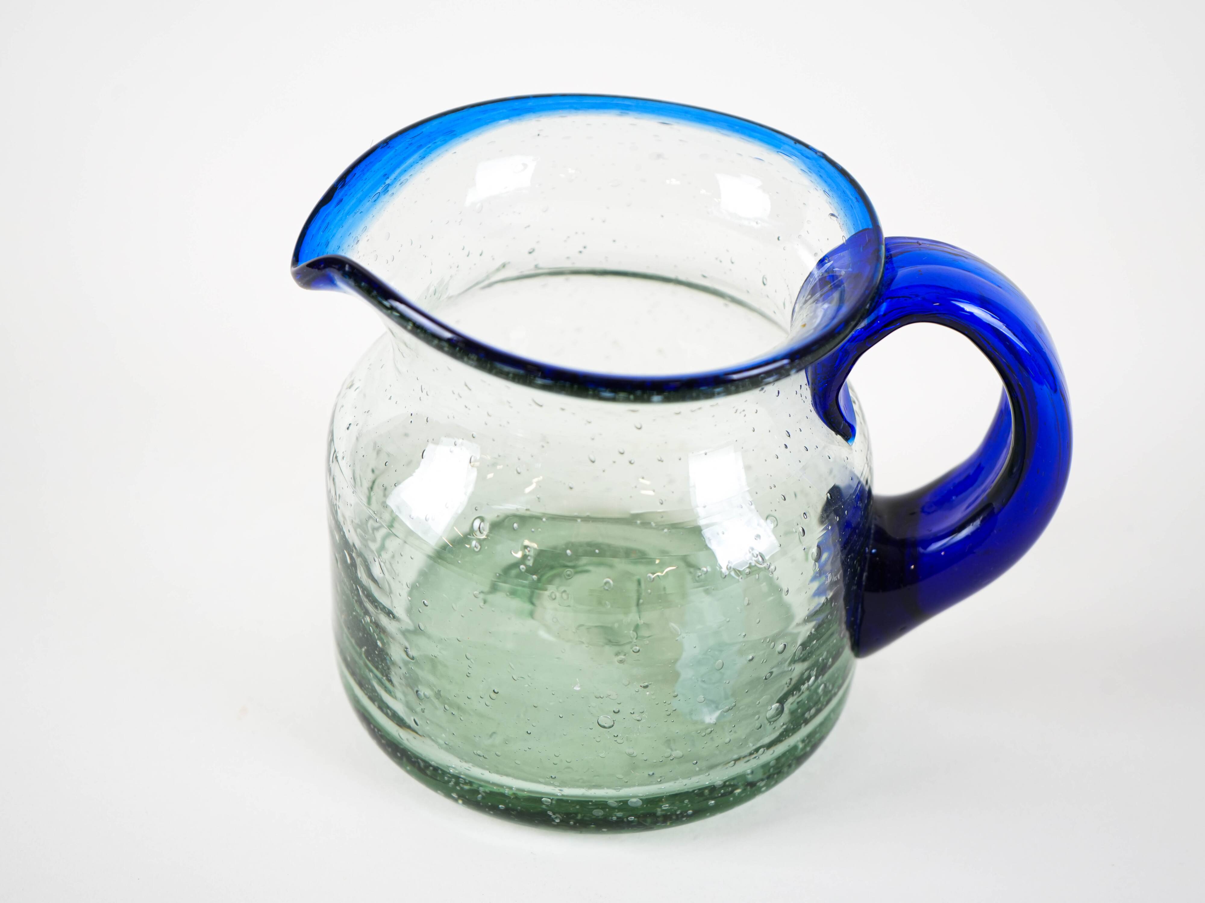 Glass milk jug, Italian design, 1970s, made in Italy