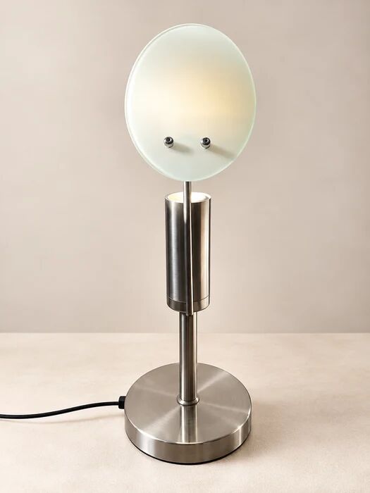 Adjustable frosted glass disc table lamp, France 1990s