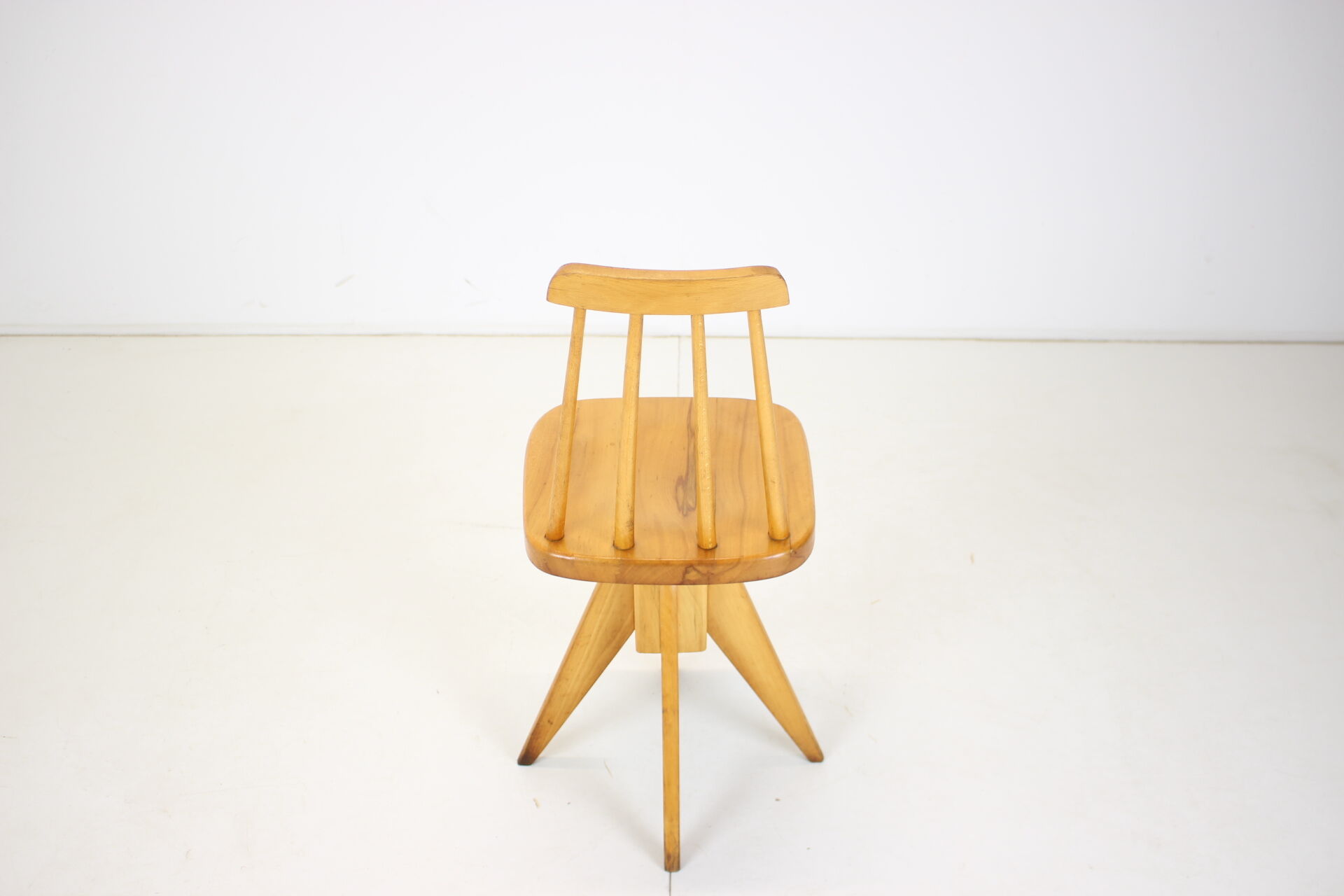 Midcentury wood revolving chair, czechoslovakia, 1970s