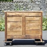 Old wooden sideboard, wooden furniture, brutalist storage furniture