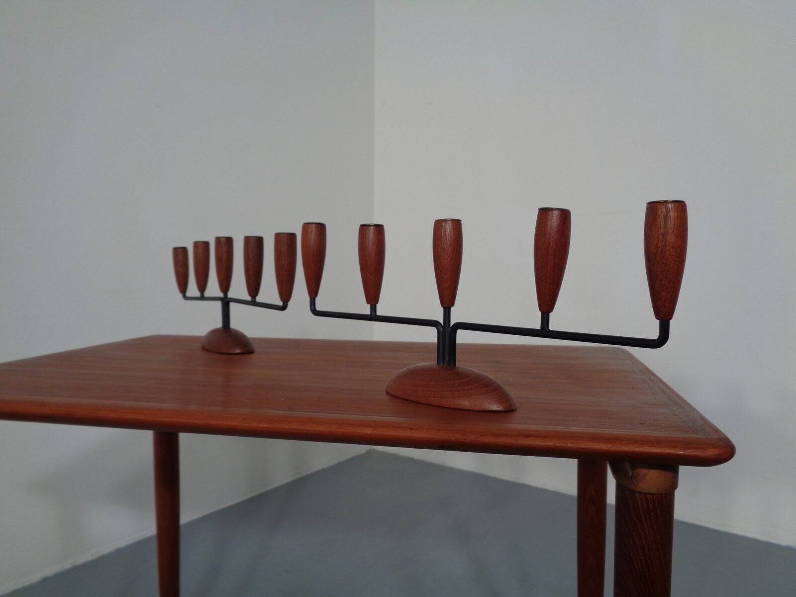 Danish Filigree Teak Candleholders, 1960s, Set of 2