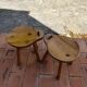 Pair of vintage 1960s solid pine ovoid Scandinavian stools