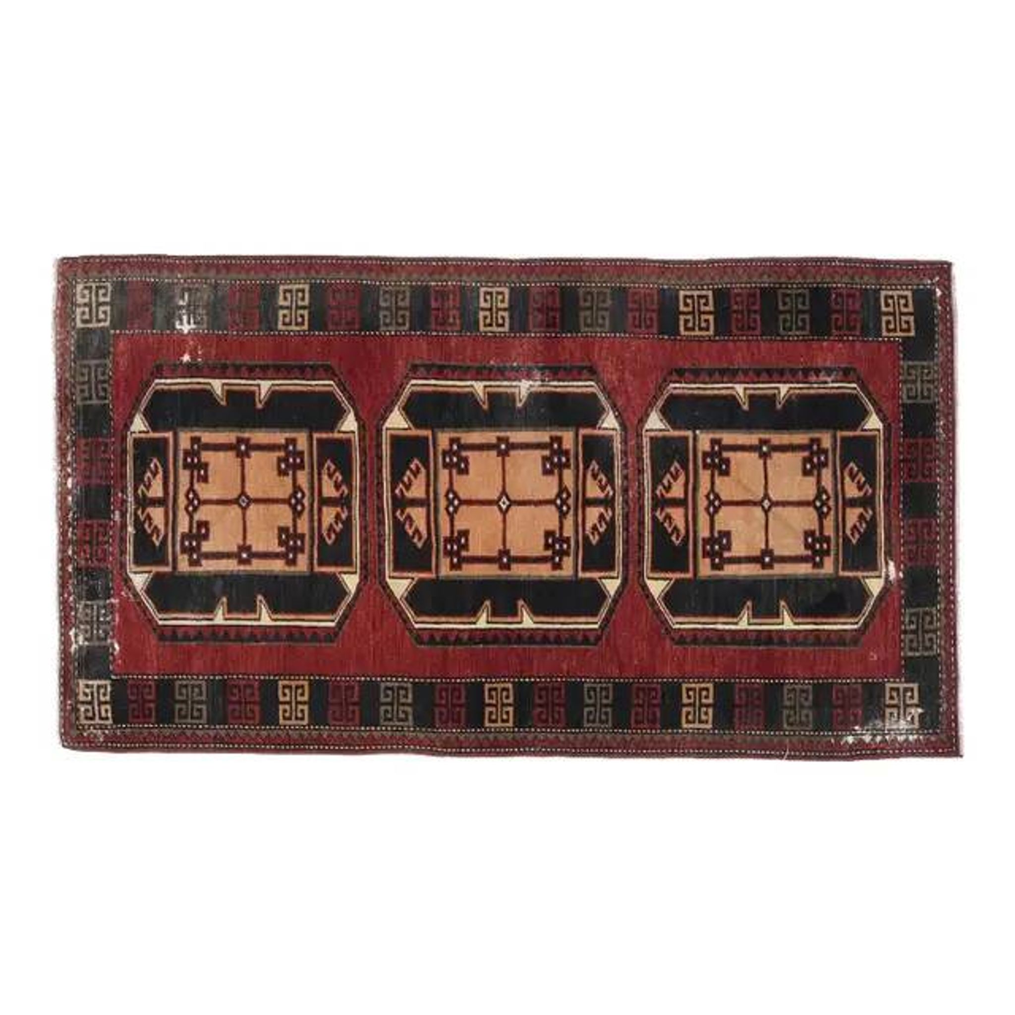 Red Vintage Turkish Oushak Handmade Woven Runner Rug 95x195