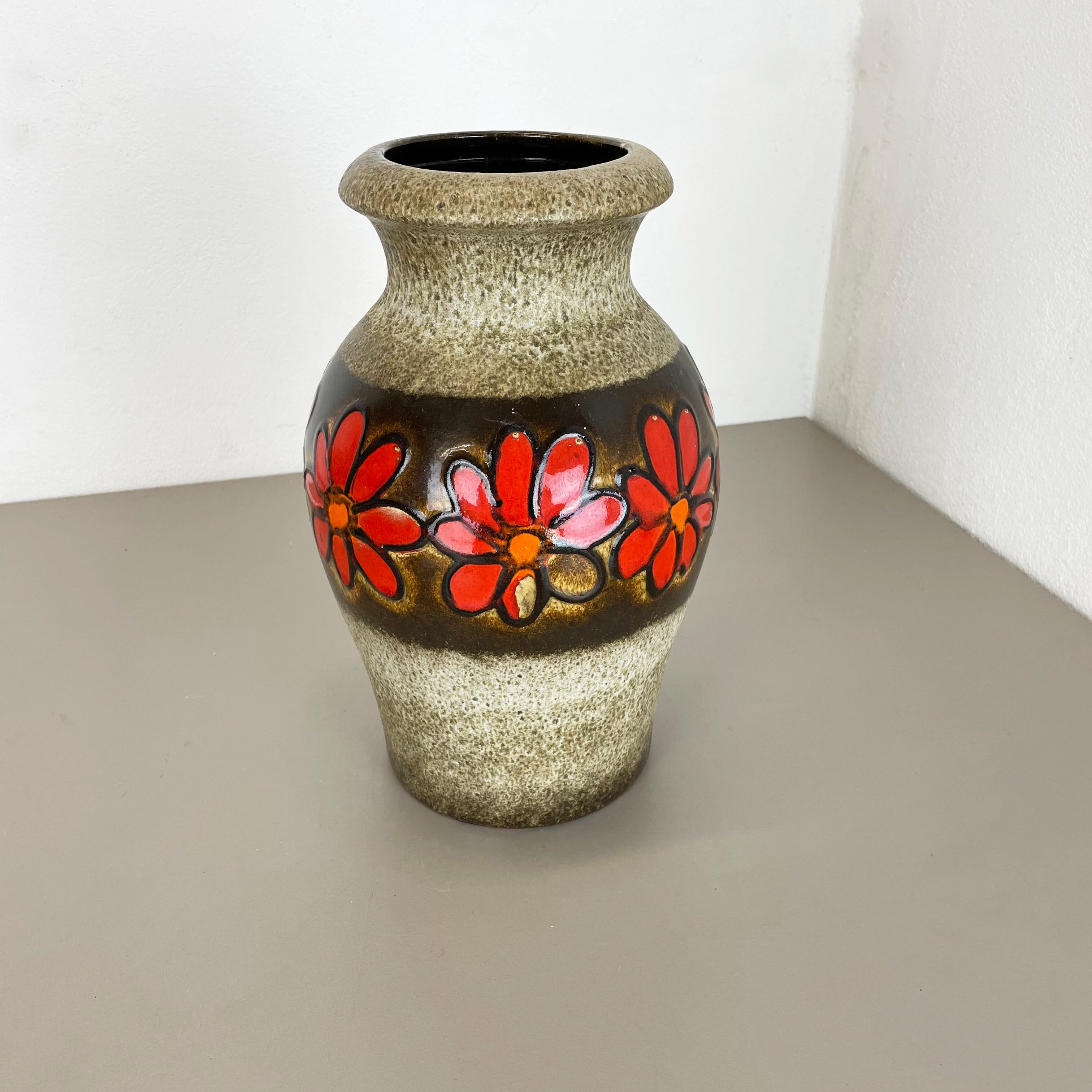 Pottery fat lava multi-color floor vase made by Scheurich, 1970s