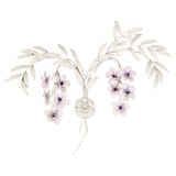 Hollywood Regency Cream White Metal Floral Leaf Wall Lamp