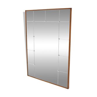 Miroir scandinave en teck et en métal, Suède, 1960, 84x117cm