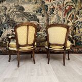 Suite of 2 armchairs louis xv style xixth century