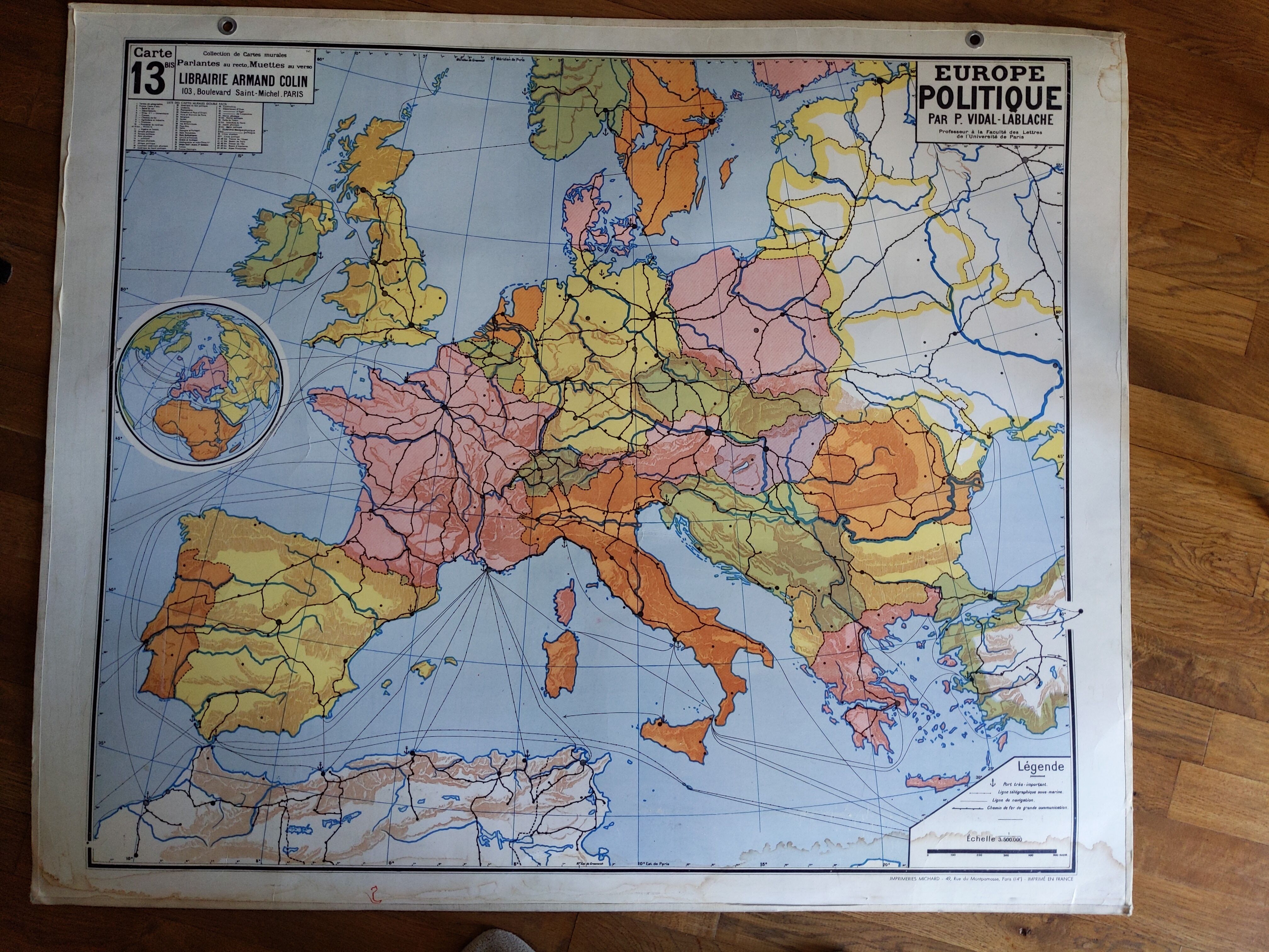 School poster educational board vintage old card Vidal lablache Europe 13