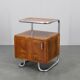Restored Bauhaus chrome and walnut nightstand, Czechoslovakia 1940s