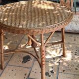 Table d'appoint en rotin / osier tressé - années 1960
