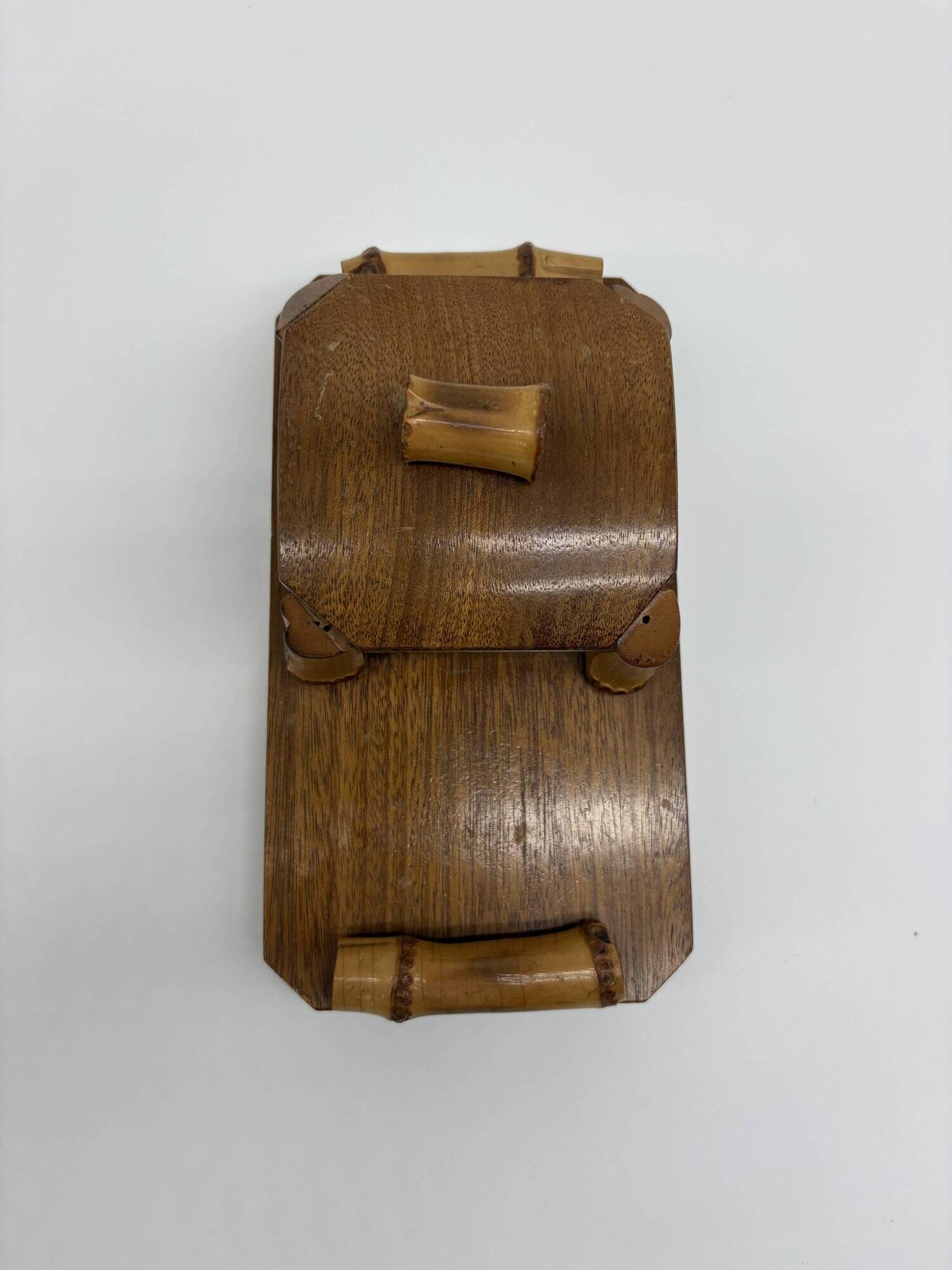 Vintage butter dish in wood, glass and bamboo – 1960s