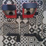 Vintage 70s red desk lamps “manade” by René Talopp