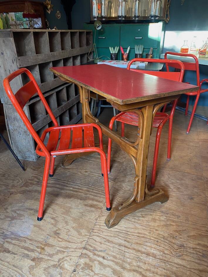 Red Formica bistro table 1950