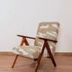 Beige safari fabric Scandinavian armchair Zig Zag 1970