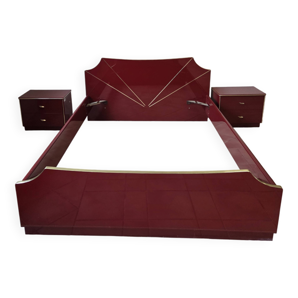Lit et table de chevet style Hollywood Regency