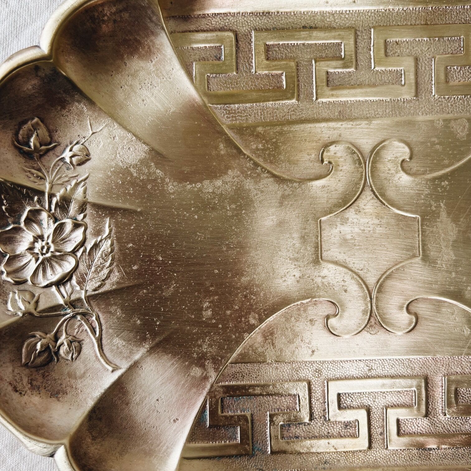 Golden brass serving tray