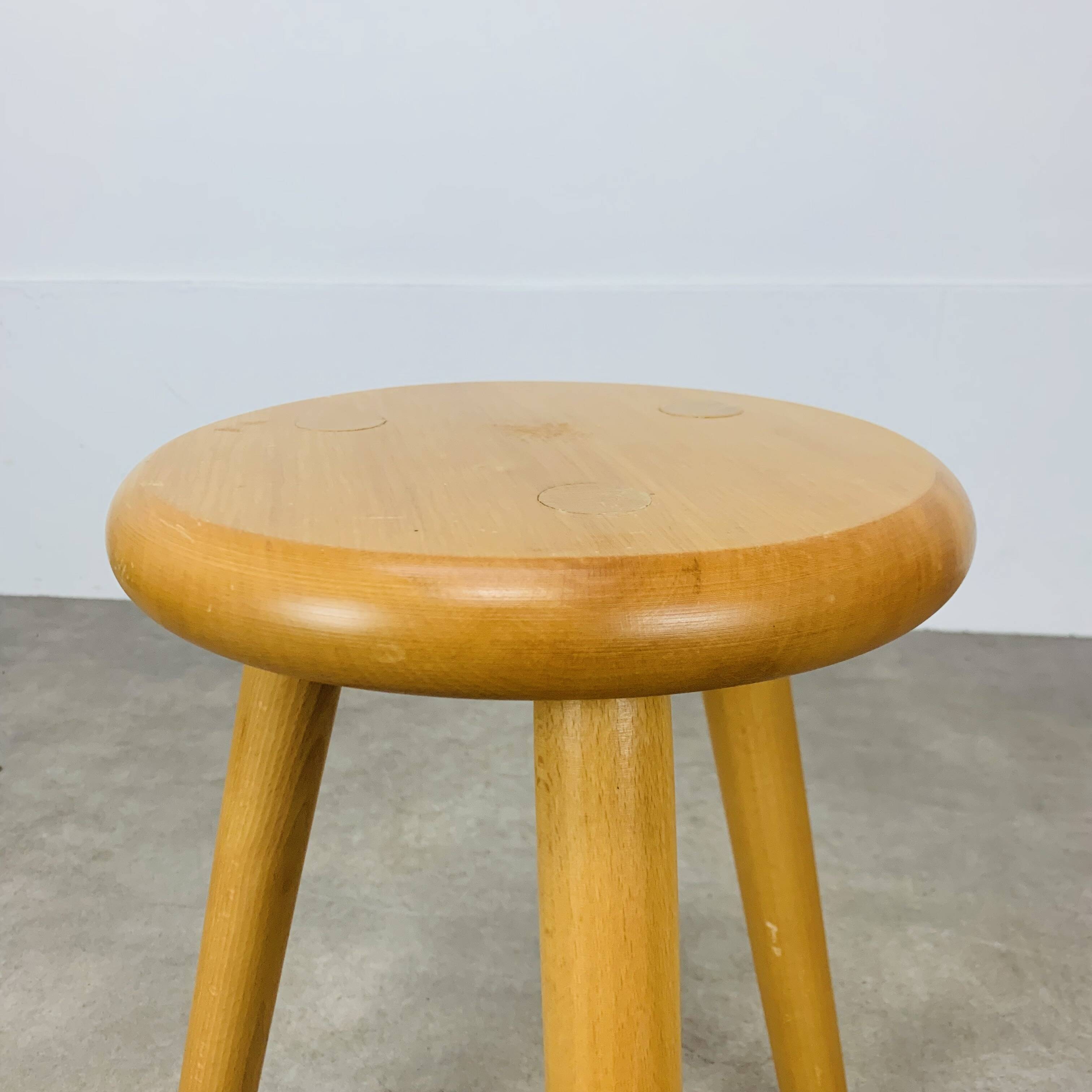 Brutalist solid wood tripod stool