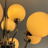 Space age chandelier in opaline and chrome metal