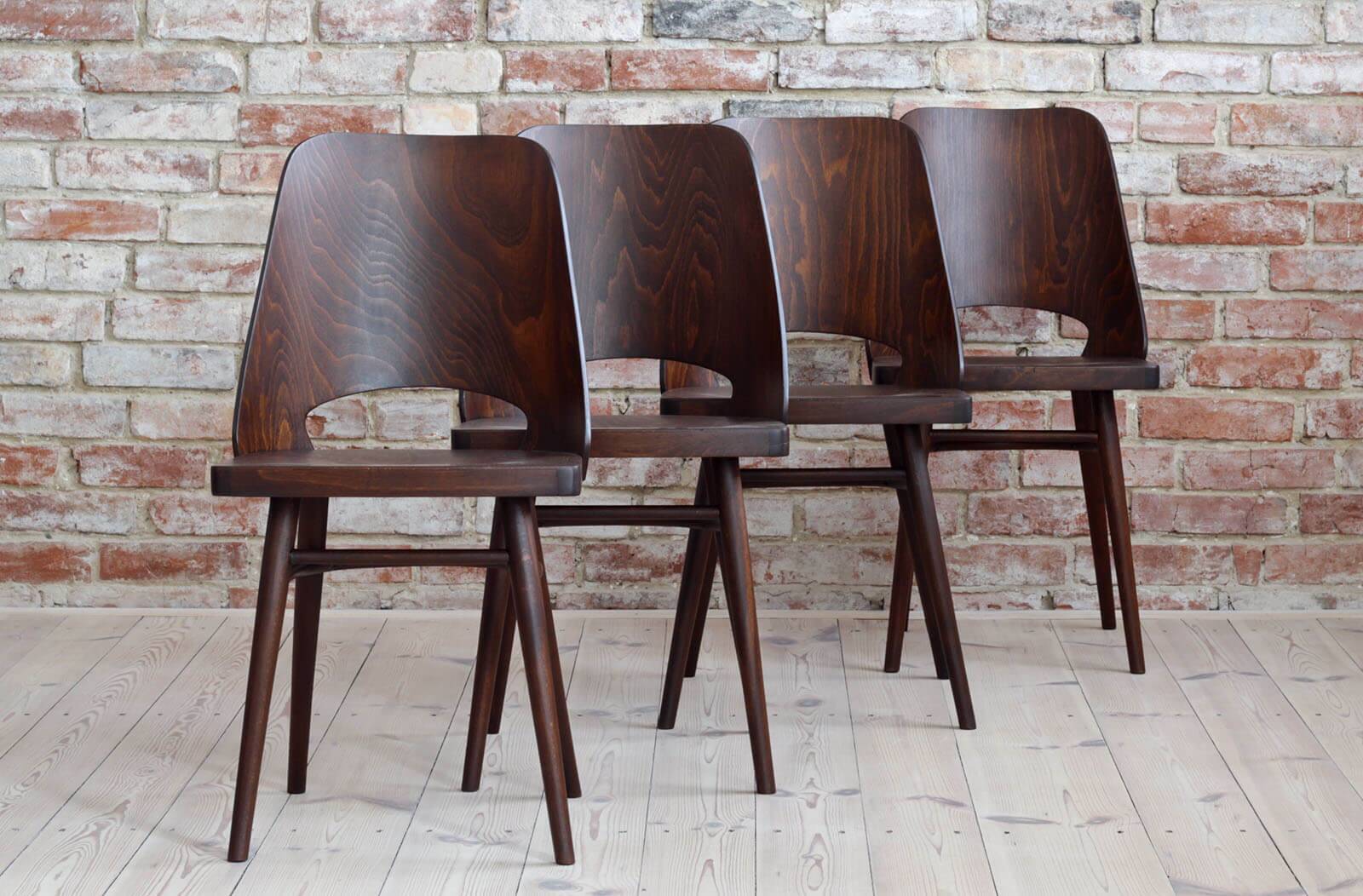 Set of 8 Mid Century Modern Dining Chairs by Radomir Hofman for TON, Model 514