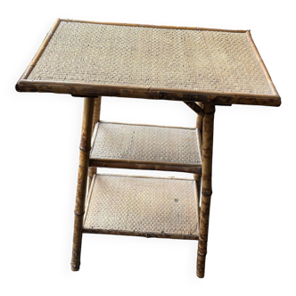 Cane and wicker side table