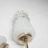 Pair of brass and glass wall lights 1960