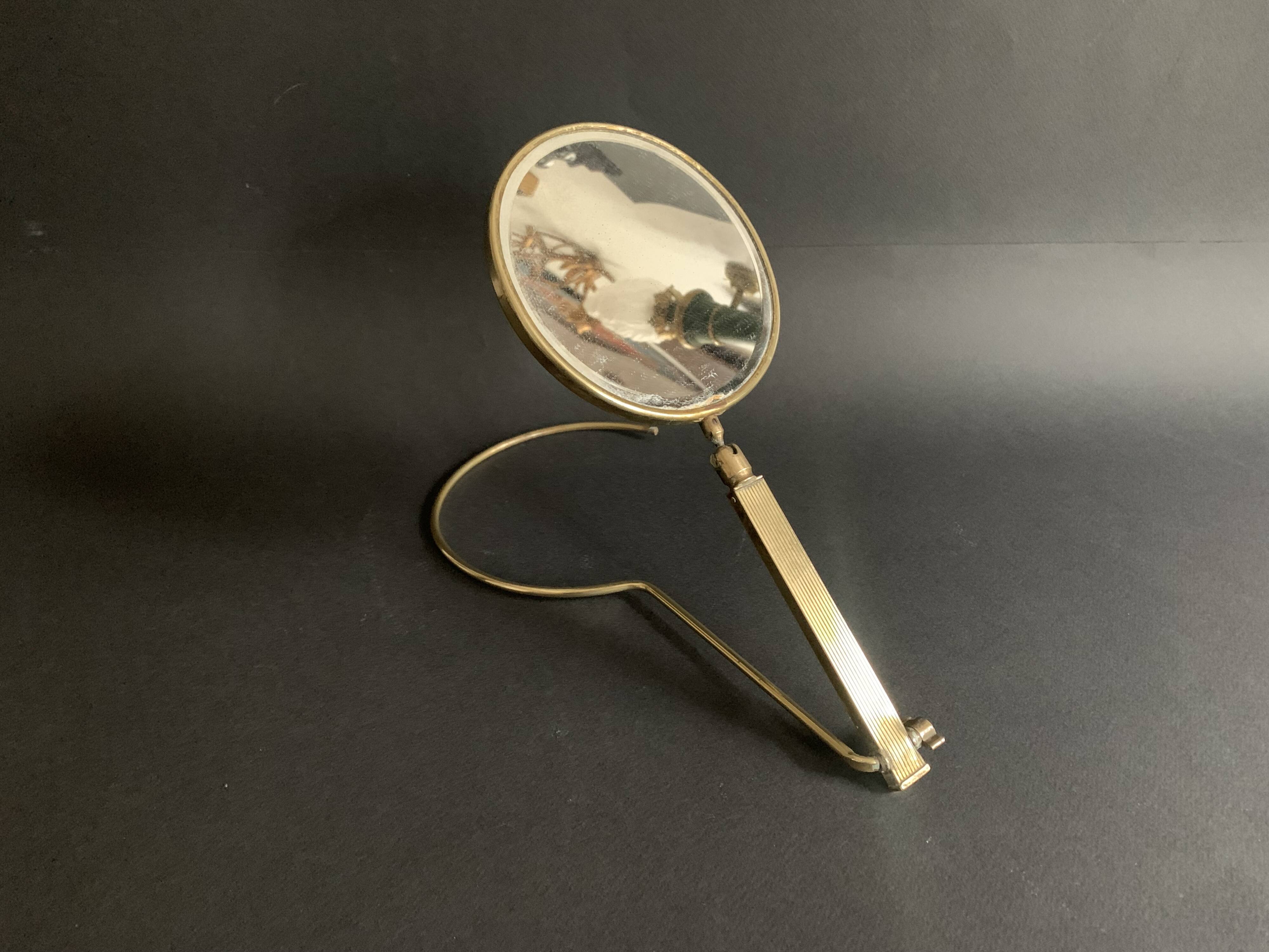 Adjustable table mirror in gilded brass, 1950, France