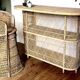 Vintage rattan and wicker bar with 2 stools – 1960s/70s