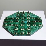 Vintage octagonal solitaire ring in malachite and bakelite from the 1950s-60s