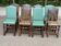 8 chaises basques espagnoles en cuir vert et marron doré