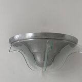 Vintage art deco wall light, brushed metal and glass, France 1930