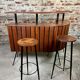 Cocktail bar in teak and metal and its 2 vintage stools 1950'S