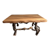 Solid wood coffee table - oak + vine roots