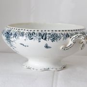 Terre de Fer tureen or salad bowl, Onnaing earthenware, Stella motif, French manufacture