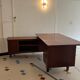 Vintage mahogany executive desk with bar.