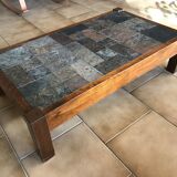 Coffee table in wood, shale and slate