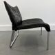 Vintage Mid-Century Scandinavian Modern Black Patchwork Leather Lounge Chair SET From IKEA, 1980s