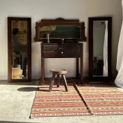 Antique mirror (right) oak wardrobe door with bevelled glass and