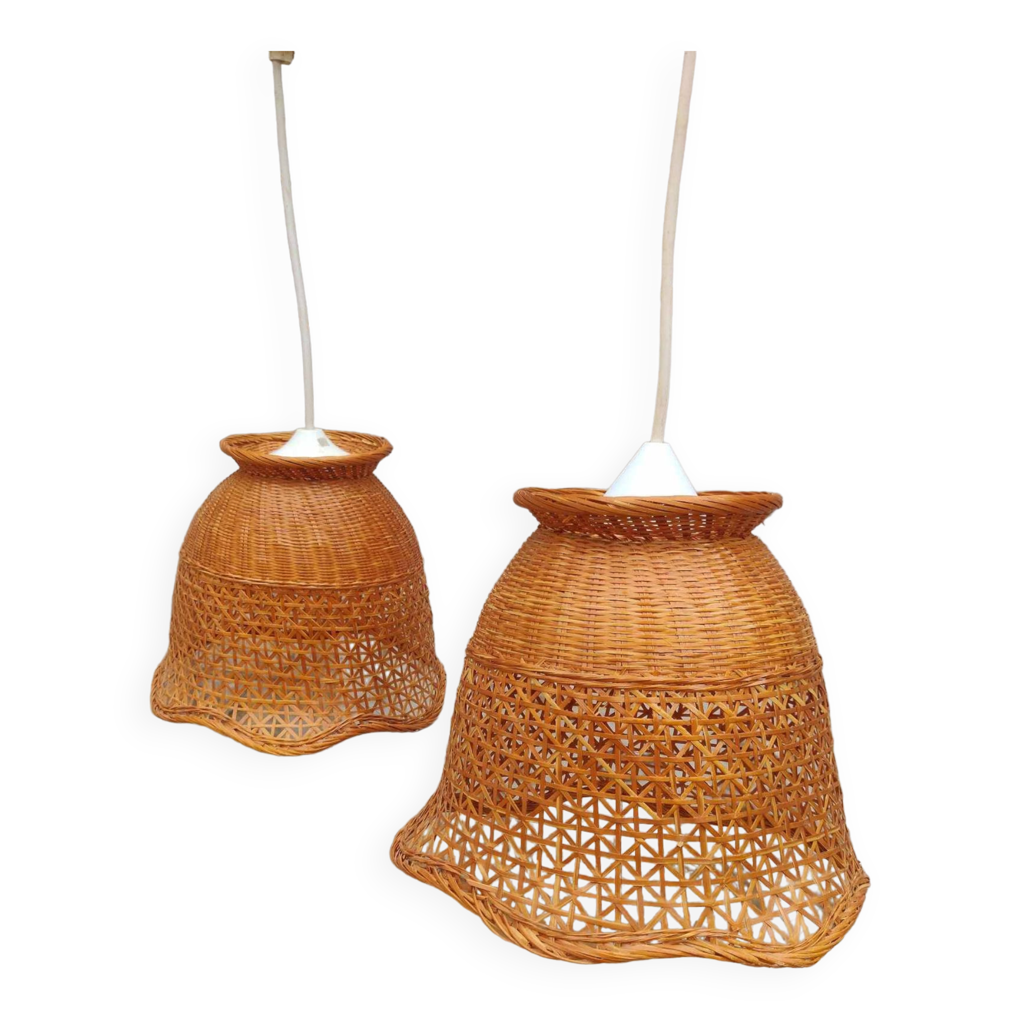 Old rattan pendant lamps