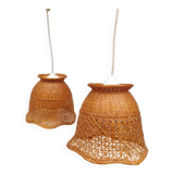 Old rattan pendant lamps