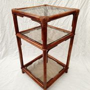 Rattan and smoked glass side table