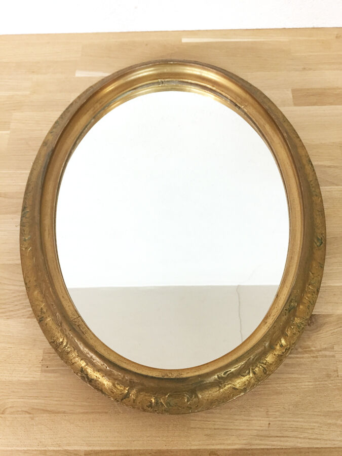 Old oval mirror gold, early 20th 38x50cm
