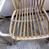Series of 4 vintage rattan armchairs
