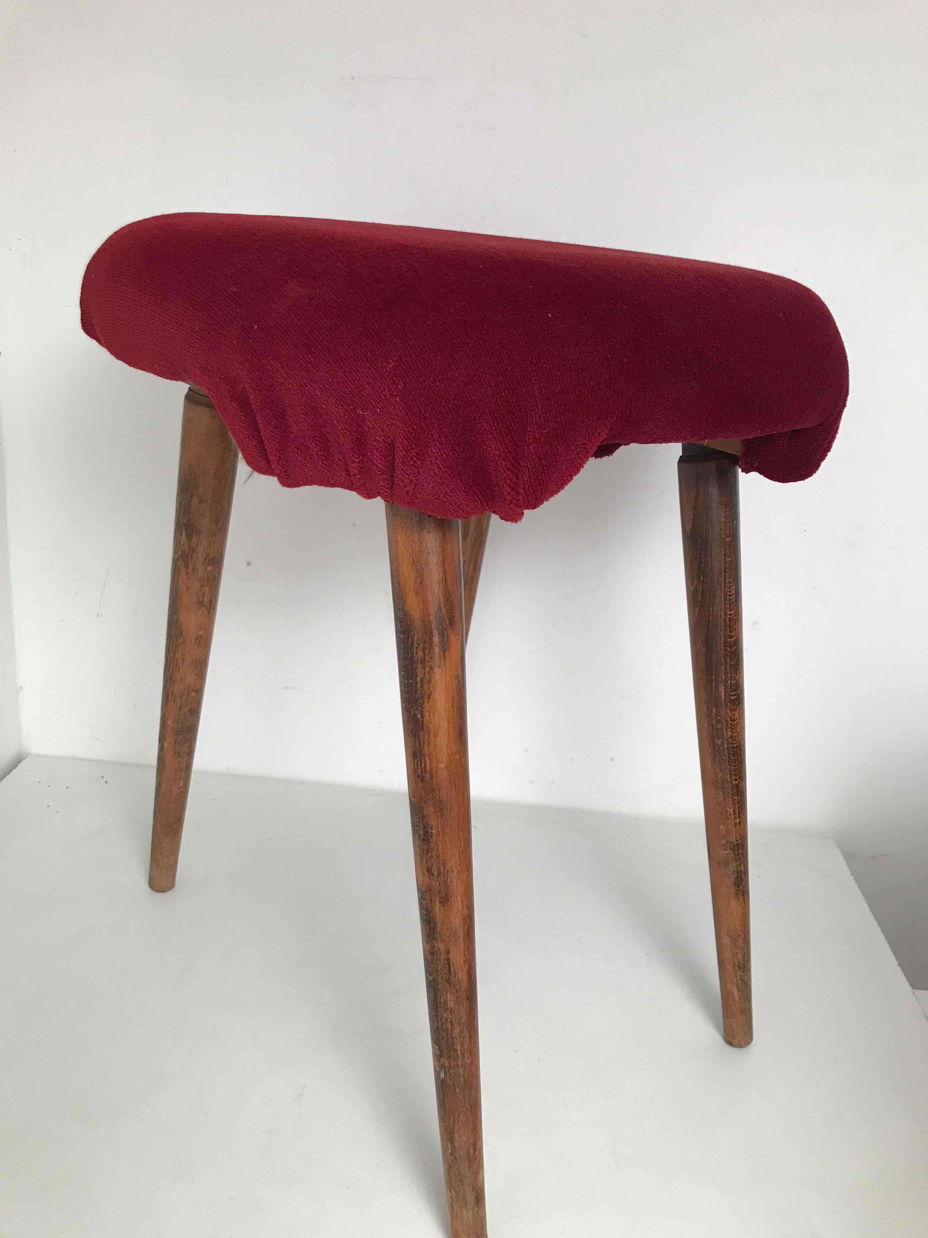 Tabouret de piano tissu velours vintage