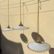 Trio vintage pendant light wavy opaline lampshade golden wires old light