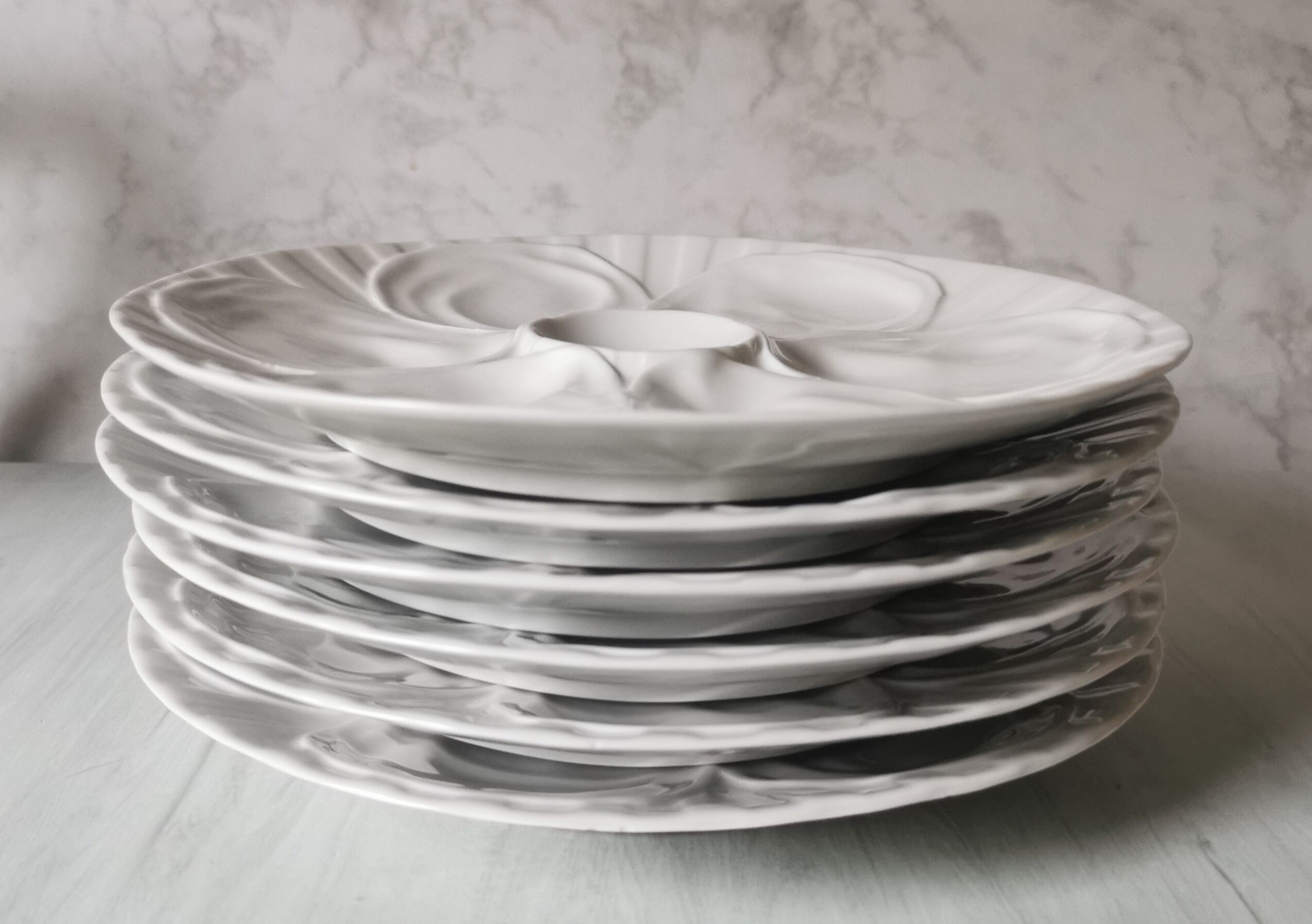 Ensemble de 6 assiettes Pillivuyt porcelaine blanche