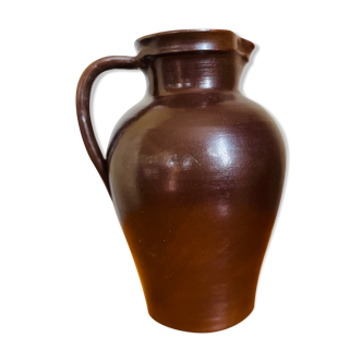 Brown vintage stoneware pitcher