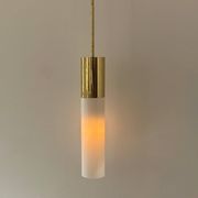 Vintage brass and opaline pendant light, Limburg, Germany 1960s