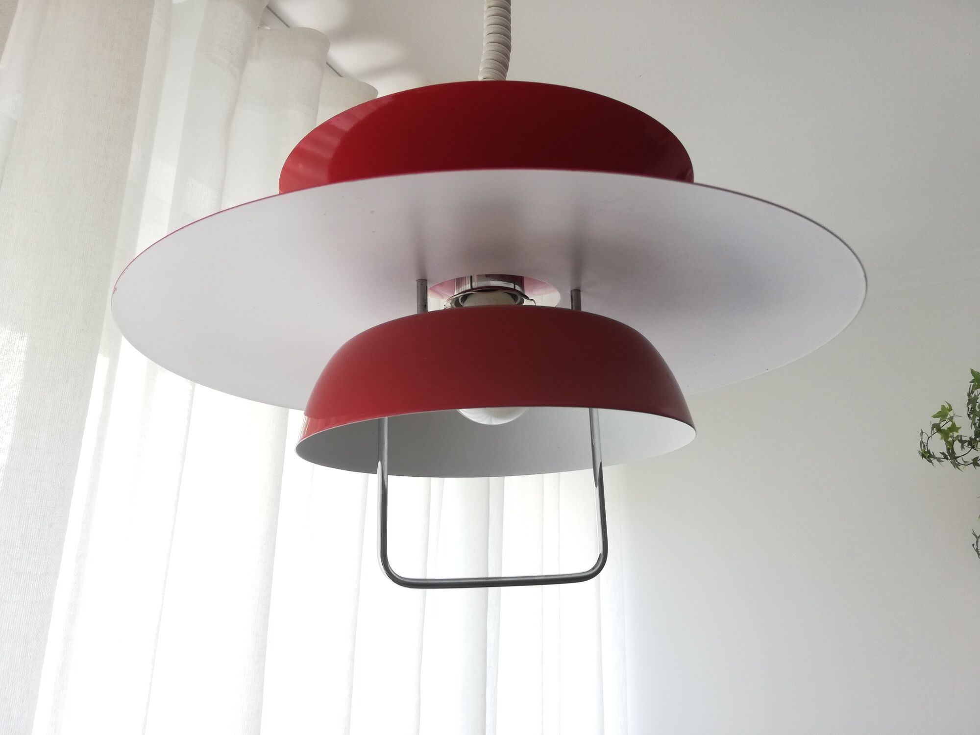 Red pull-down Scandinavian design ceiling lamp Berga by Markslöjd Sweden